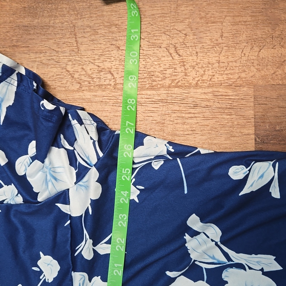 ☀️Best Show Floral Blue White Women's 5XL Short Night Gown - Picture 7 of 9